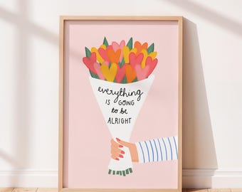 Everything Is Going To Be Alright Illustrated Framed Art Print
