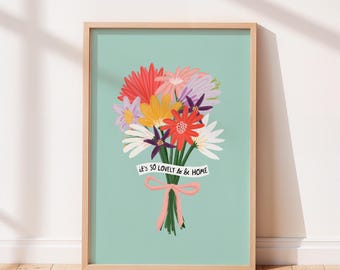 So Lovely To Be Home Illustrated Framed Art Print