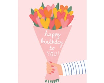 Happy Birthday Flowers A6 Card (includes postage)