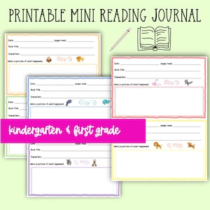 Printable Reading Journal for Kindergarten & First Grade - Reading Log for Elementary Students - Homeschool Reading Journal - Kids Reading