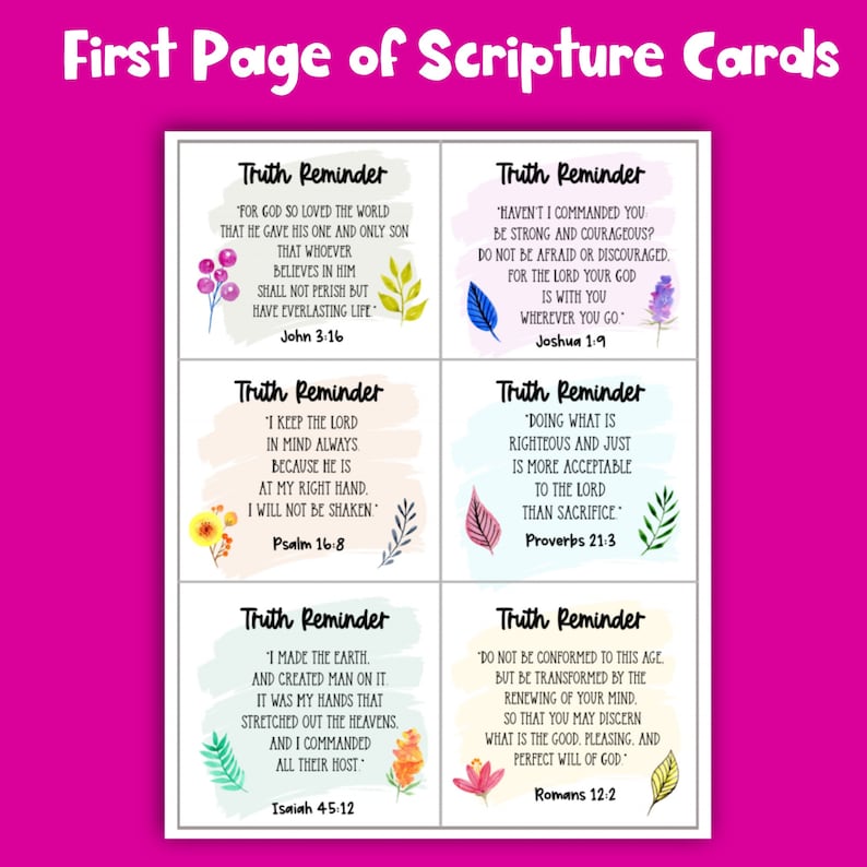 24 Printable Pocket Scriptures | Mini Bible Verse Cards | Daily Scripture Reminders | Learning ...