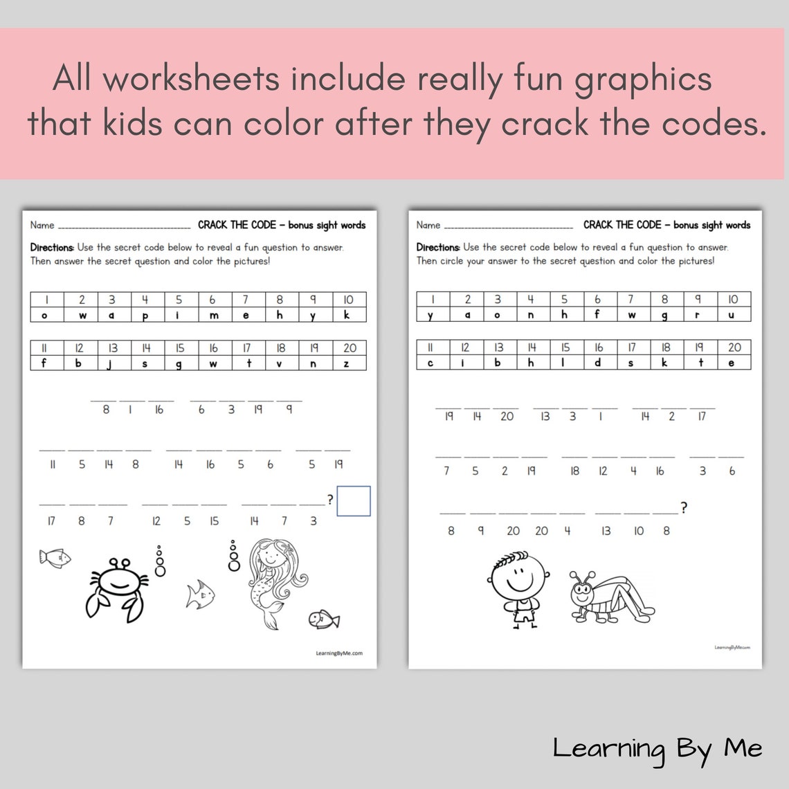 20 Printable Crack the Codes Worksheets Practice Spelling 62 Sight ...