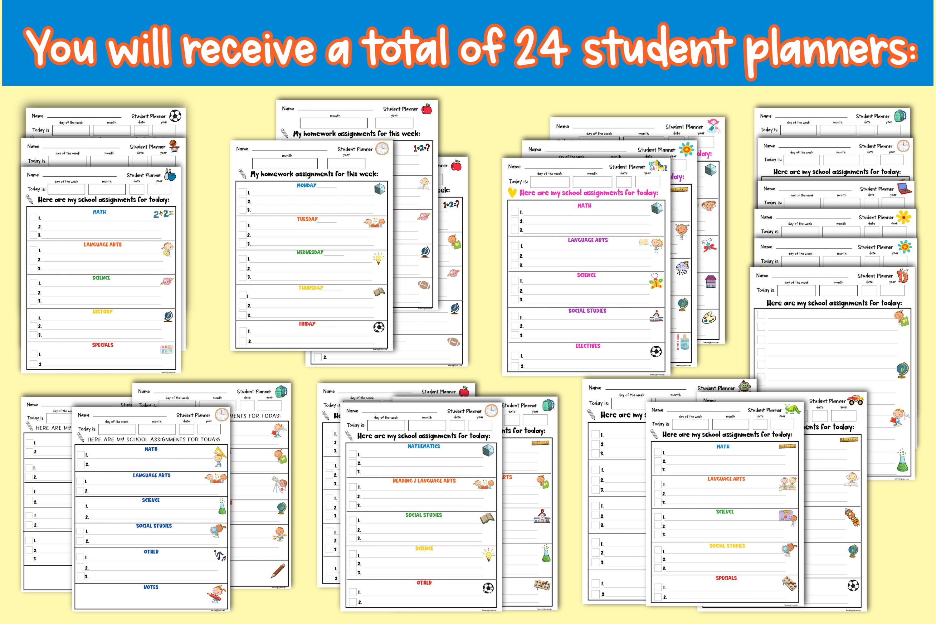 Printable Elementary Student Planner - Homeschool Student Planner ...