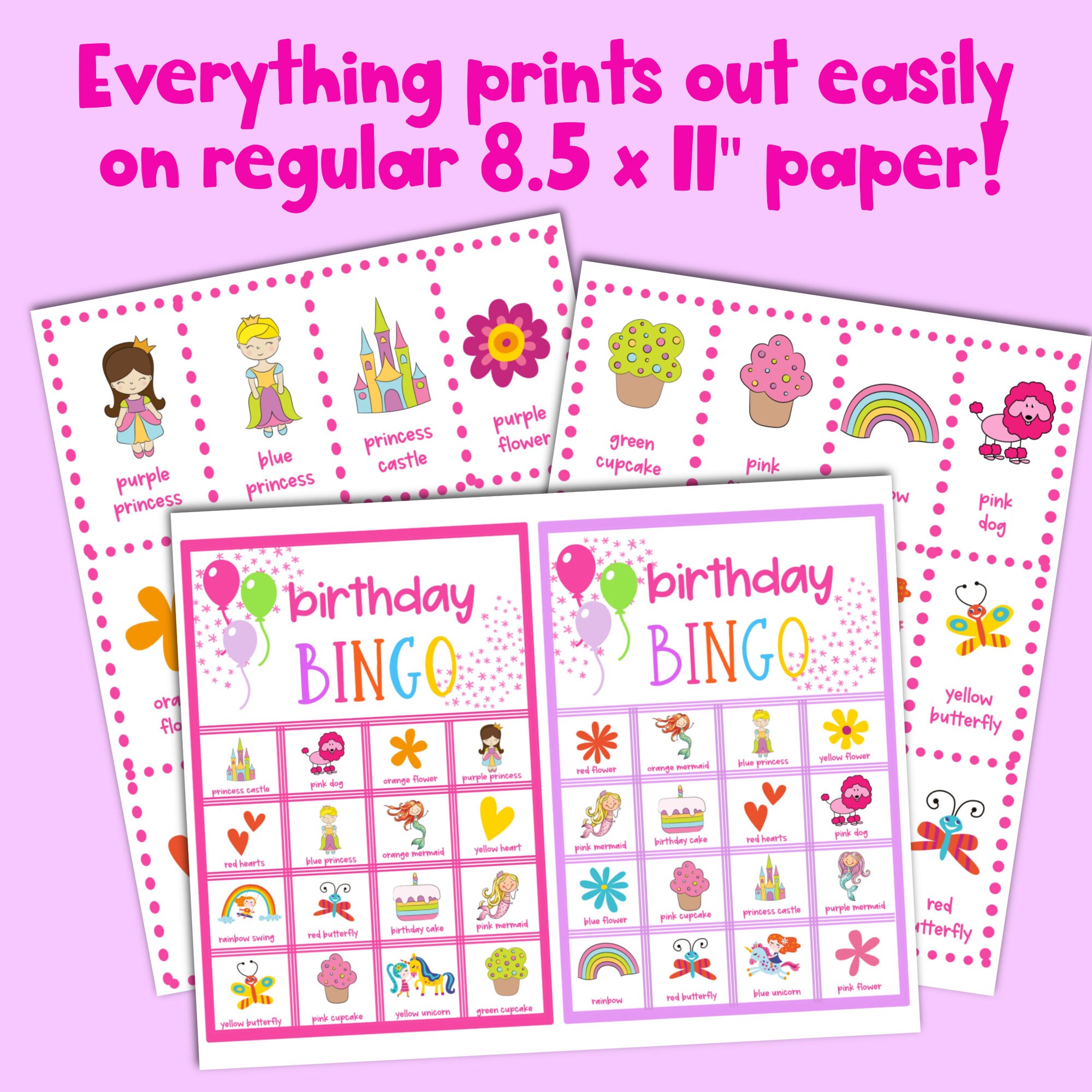 Girl's Printable Birthday BINGO - Girl's Birthday Party Games ...