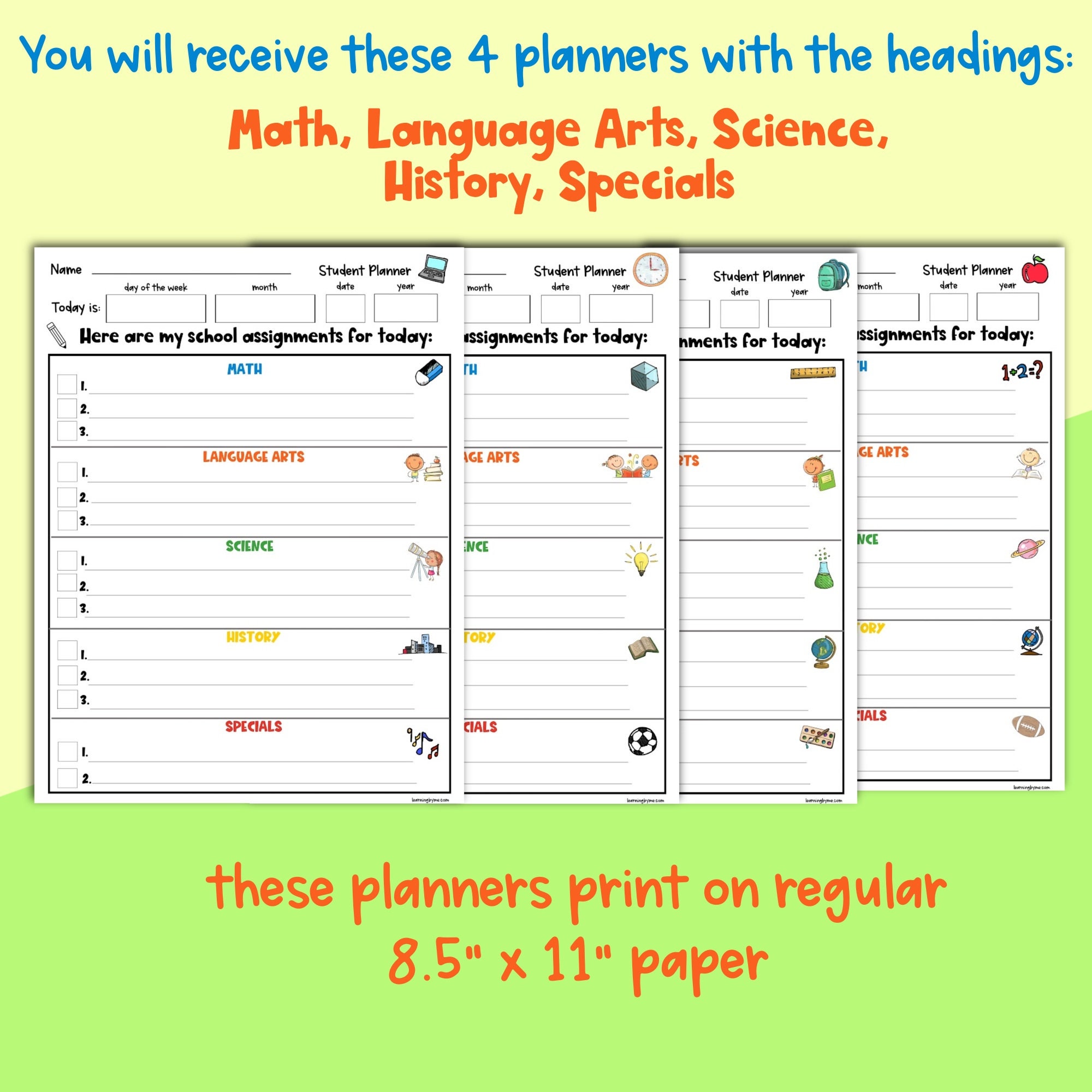 Printable Elementary Student Planner Homeschool Student | Etsy
