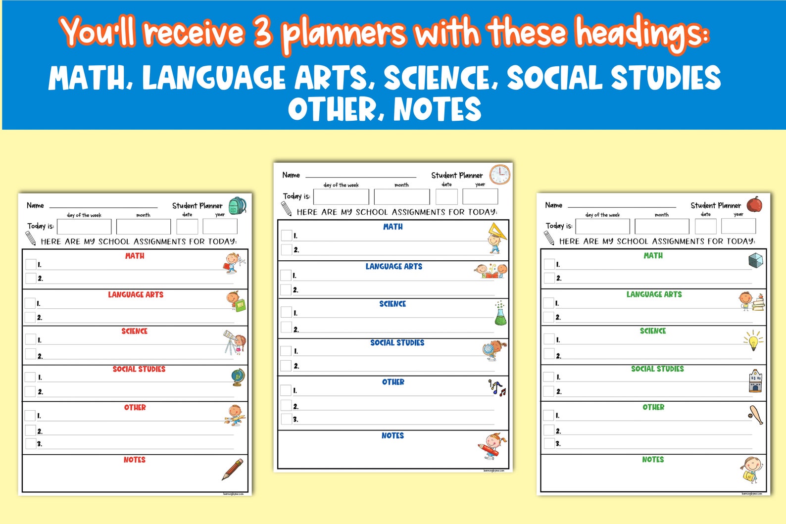 Printable Elementary Student Planner Homeschool Student - Etsy