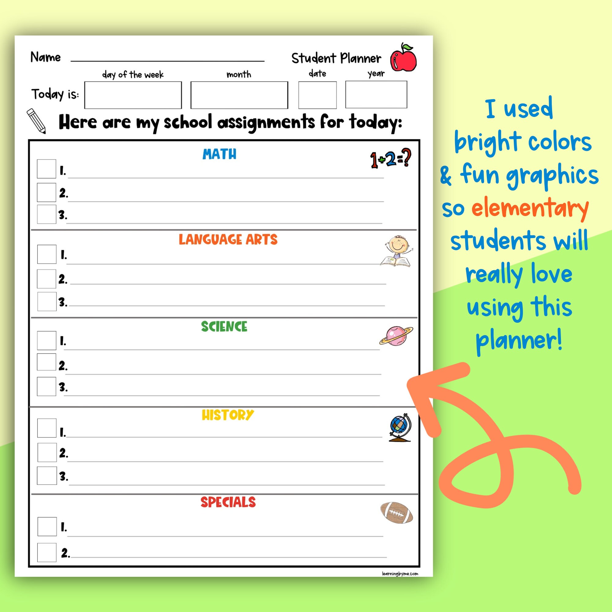 Printable Elementary Student Planner Homeschool Student | Etsy