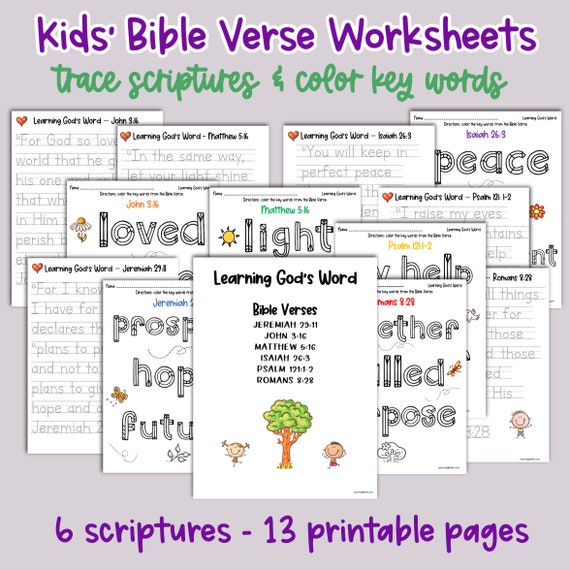 printable bible verse worksheets for kids trace bible verses etsy
