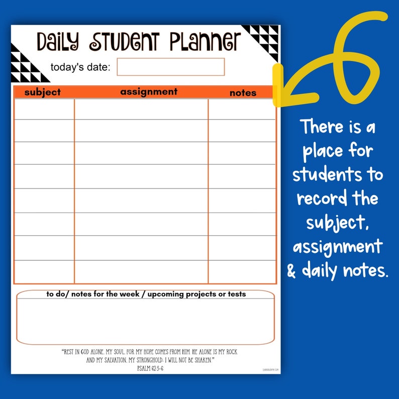 Printable Assignment Planner for Middle &amp; High School Students ...