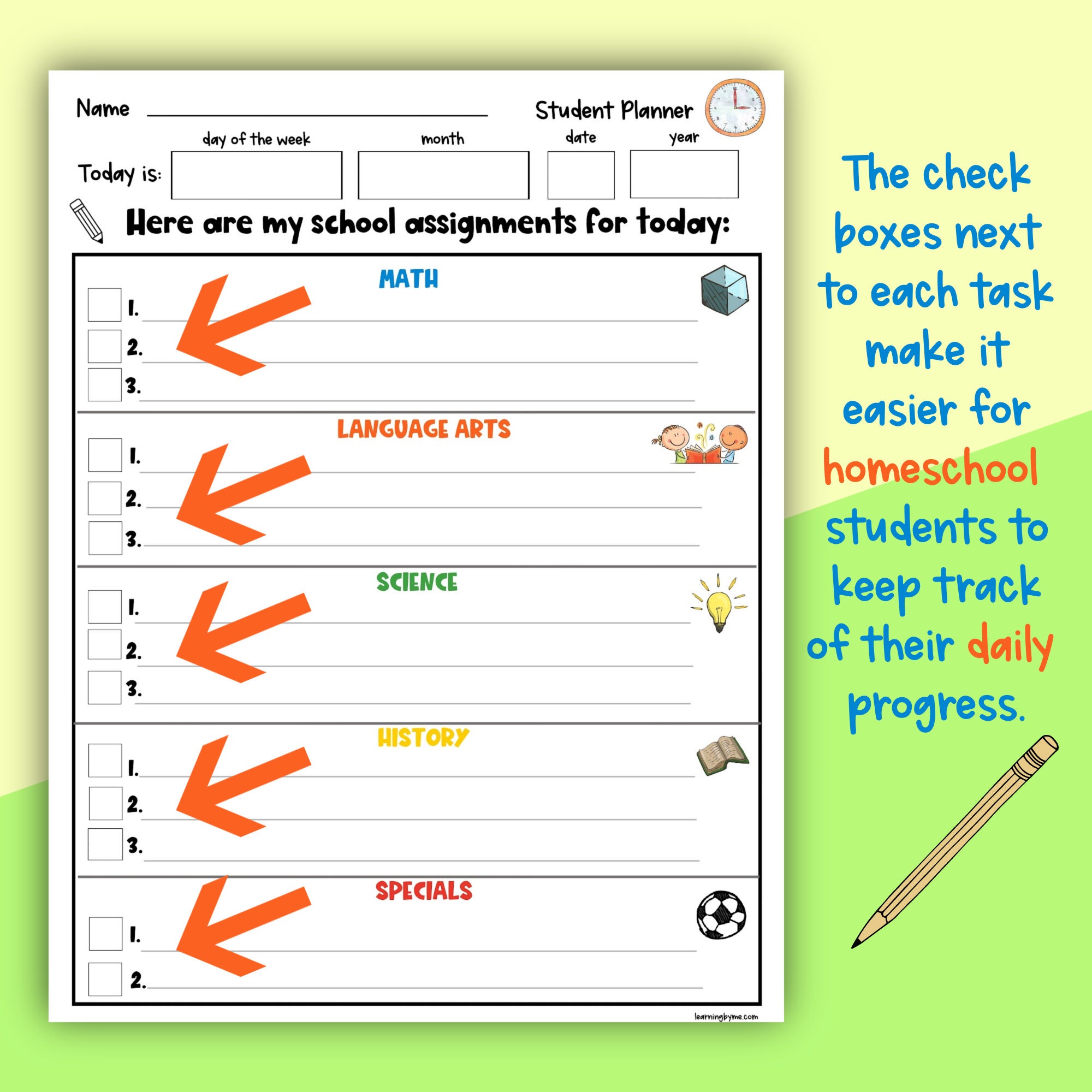Printable Elementary Student Planner Homeschool Student | Etsy