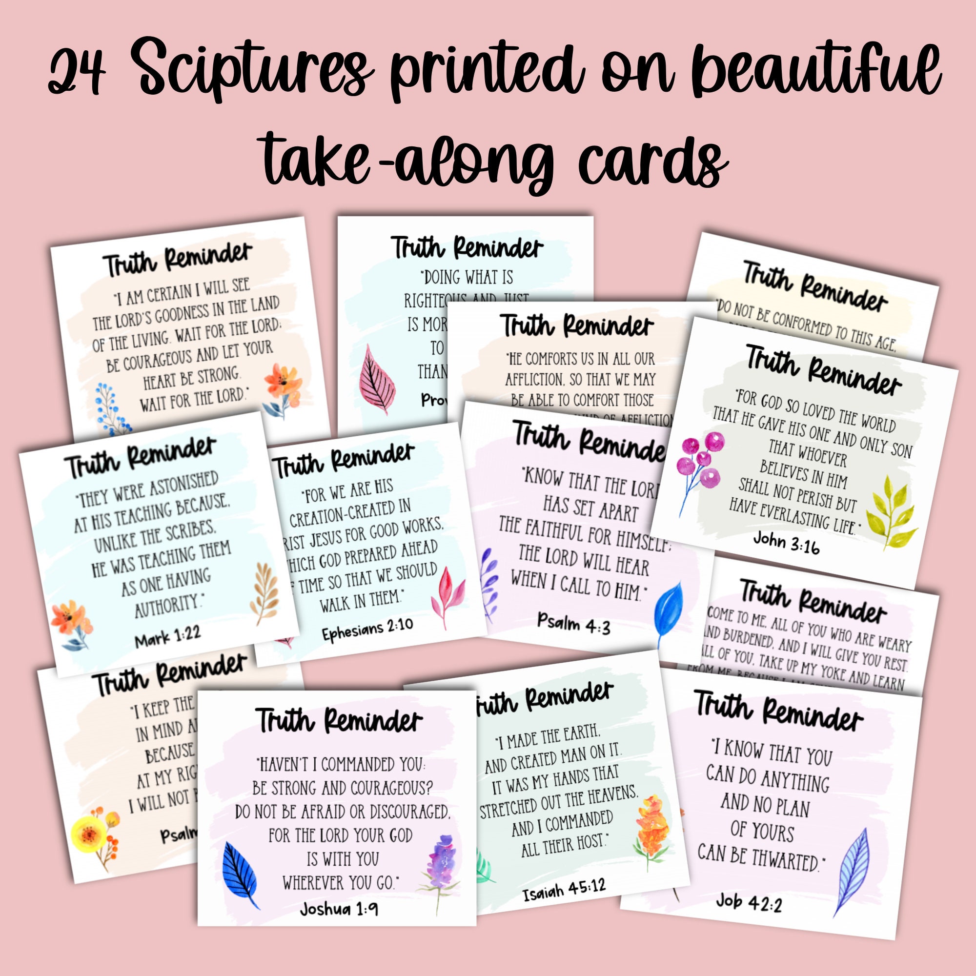 24 Printable Pocket Scriptures Mini Bible Verse Cards Etsy