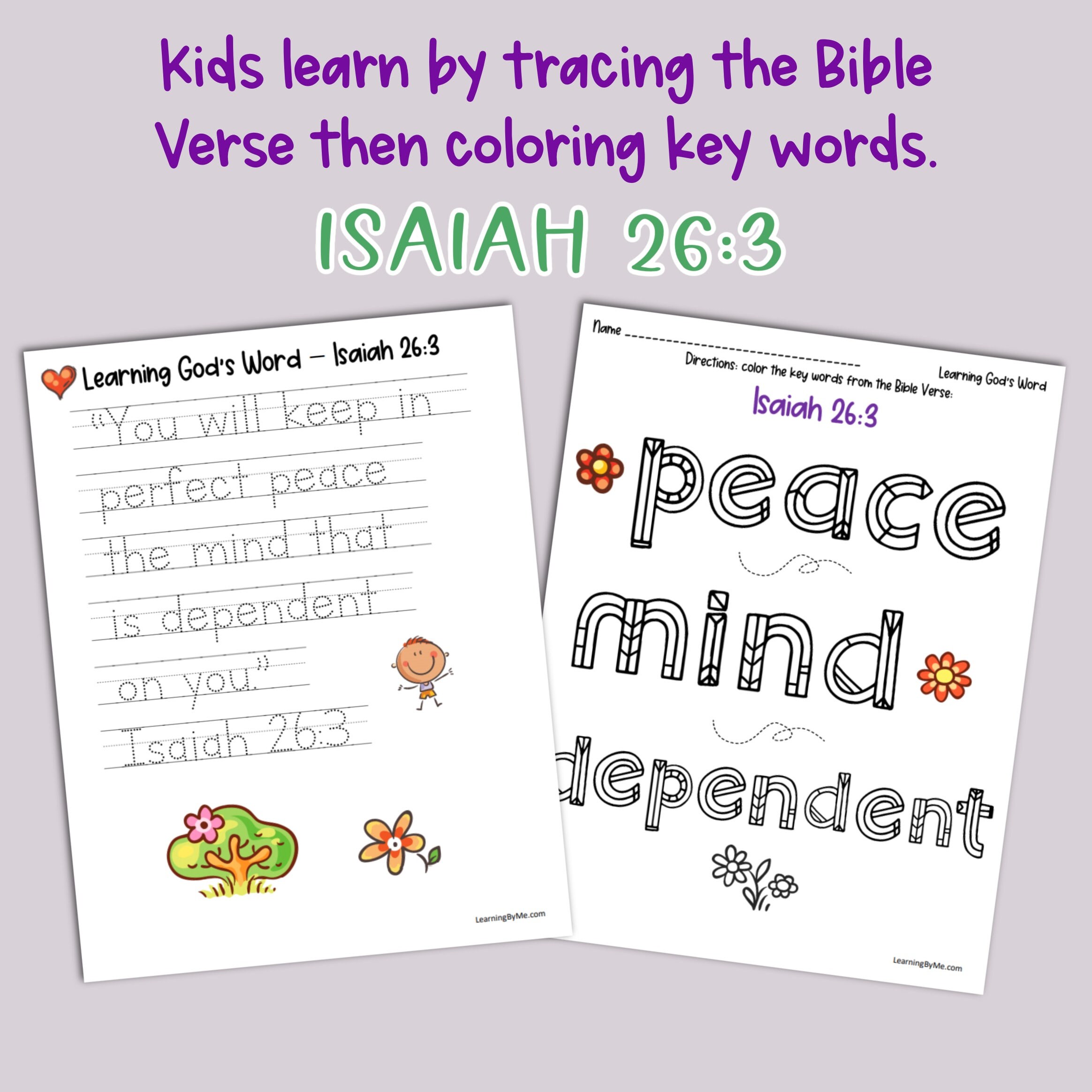 Printable Bible Verse Worksheets for Kids trace Bible Verses | Etsy