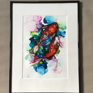 Koi fish drawing, unique and original art for walls, art contemporary, art moderne image 1