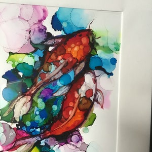 Koi fish drawing, unique and original art for walls, art contemporary, art moderne image 6