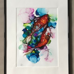 Koi fish drawing, unique and original art for walls, art contemporary, art moderne image 2