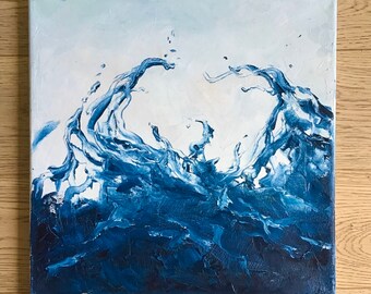 Sea, splashing, oil painting, art wall, 30х30 cm., art modern, contemporary art,