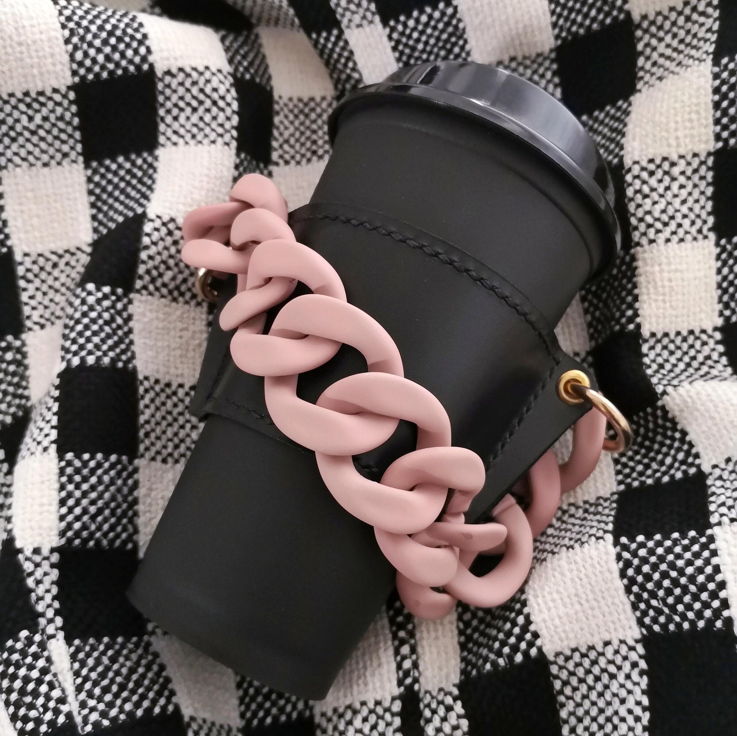 Pink Leather Coffee Cup Holder - Striiiipes