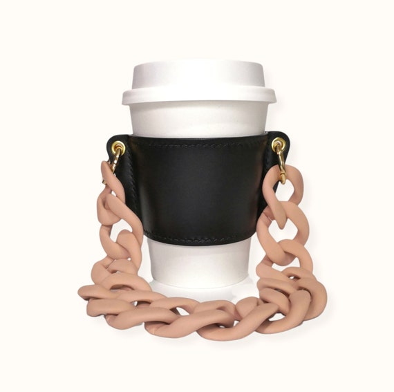 Pu Leather Portable Cup Holder, Pu Leather Cup Sleeve Coffee Cup Holder  With Shoulder Straps, Reusable Leather Coffee Sleeve