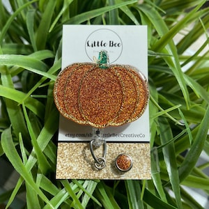 Pumpkin Badge Reel, Fall Badge Reel, Glitter Badge Reel, Pediatric Badge Reel, Halloween Badge Reel