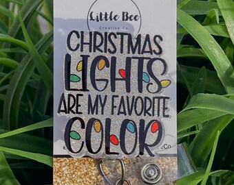 Christmas Lights Glitter Badge Reel: Pediatric Nurse Accessory