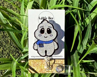 Glitter Yeti Badge Reel, Interchangeable Design