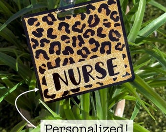 Leopard Print Glitter Badge Buddy: ID Holder