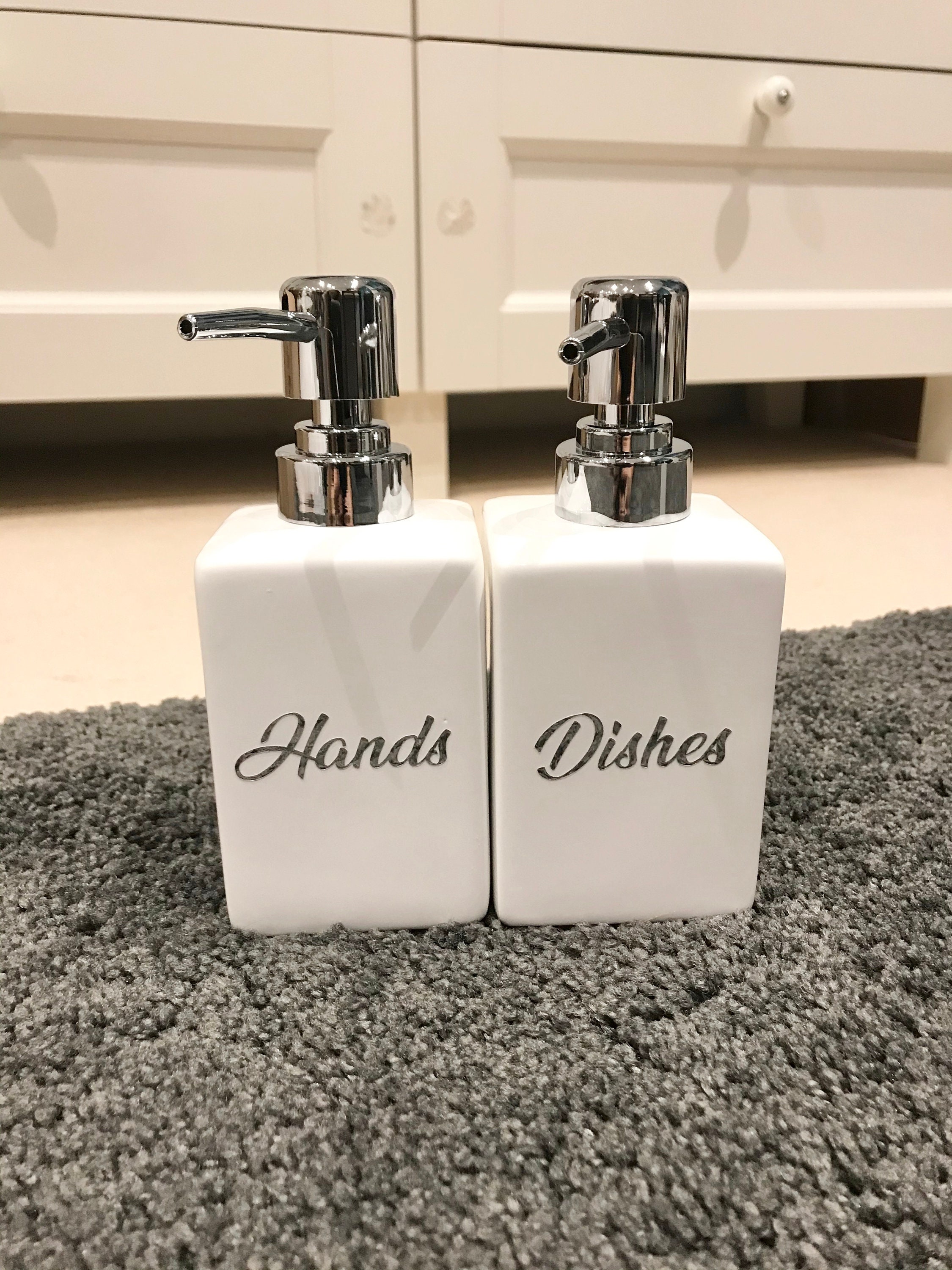 Personalised White Ceramic Soap Dispenser Chrome/silver Pump Etsy UK