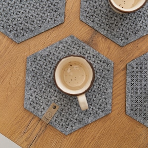 Felt Hexagon Coaster - Felt Coaster, Drink Coasters for Cups, Modern Hexagon Felt Coasters, Set of 2 4 6