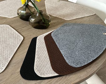 Gray Placemat for Round Table – Laser Cut Design, Heat-Resistant Table Mat, Made of Felt