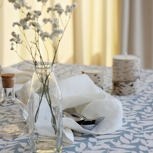 Washed soft linen tablecloth. Blue tablecloth. Natural soft linen tablecloth. Easter linen tablecloth. image 4