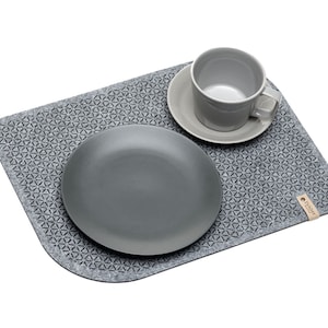 Grey Rectangular Placemats, Grey Placemat, Felt Placemat with Laser Cut Pattern, Table Decor, Table Protector, Modern Placemat