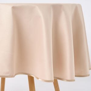 Water-Resistant Tablecloth - Latte Color with Elegant Trim for Holiday Home Decor, High-Quality Dining Table Cover