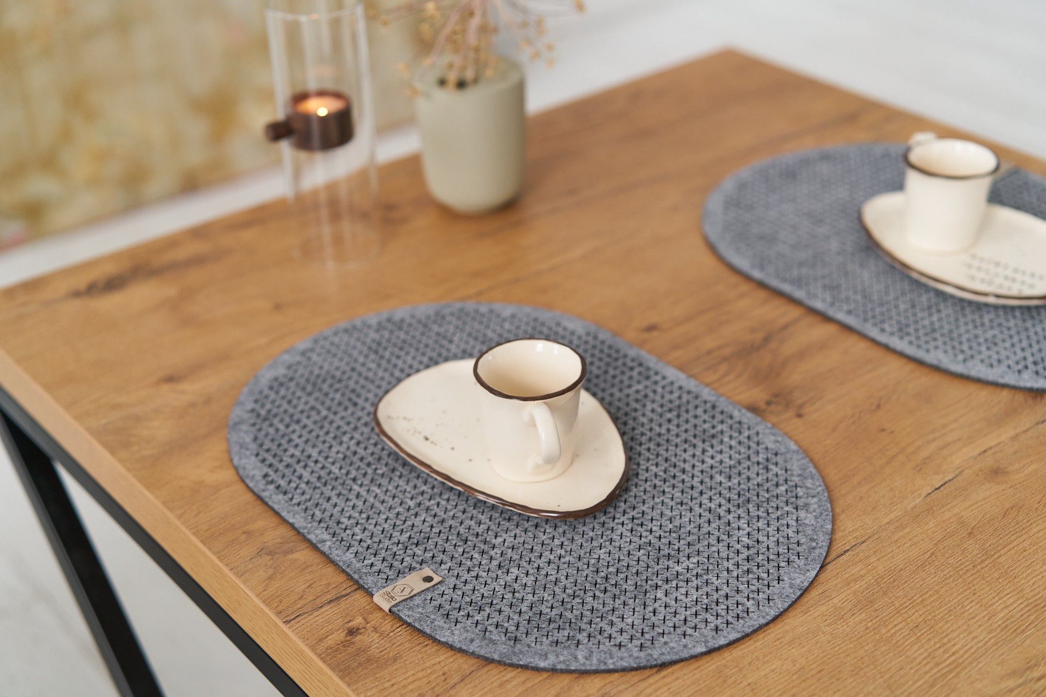 Felt oval table placemat felt dining placemat modern felt Etsy