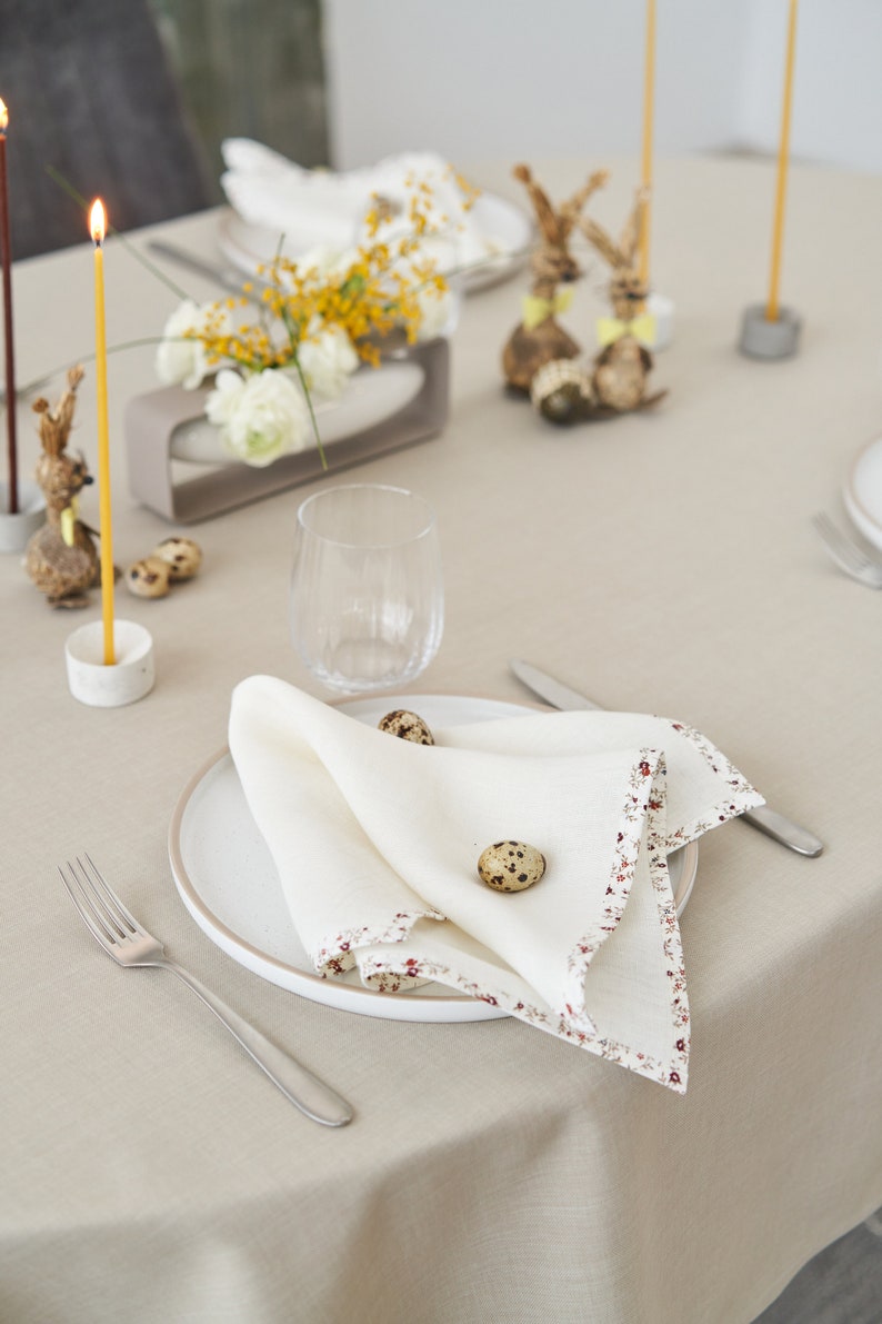 Vegan Table Napkins, Eco-Chic Table Linens, Plant-Based Napkins, White Hemp Cloth, All-Natural Table Napkins