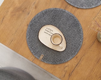 Round Felt Placemats, Grey Table Placemats, Minimalist Table Accessory, Dining Table Decor, Washable Table Protector, Circle Placemats