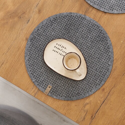 Round Felt Table Placemats Grey Table Placemat Minimalist Etsy