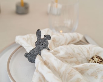 Servilleteros de fieltro con forma de conejito / Decoración de mesa de Pascua