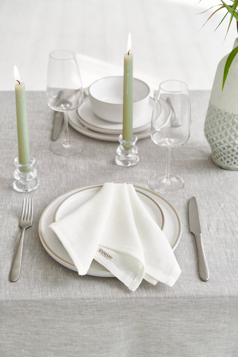 Elegant White Hemp Linen Napkins - Soft and Absorbent Dining Napkins, Perfect for Wedding Decor and Everyday Use