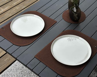 Felt Placemats Set: Brown Scandinavian Table Decor