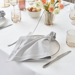 Set di 6 portatovaglioli in corda fatti a mano - Argento / Misto cotone / Lavabile in lavatrice / Elegante decorazione da tavola