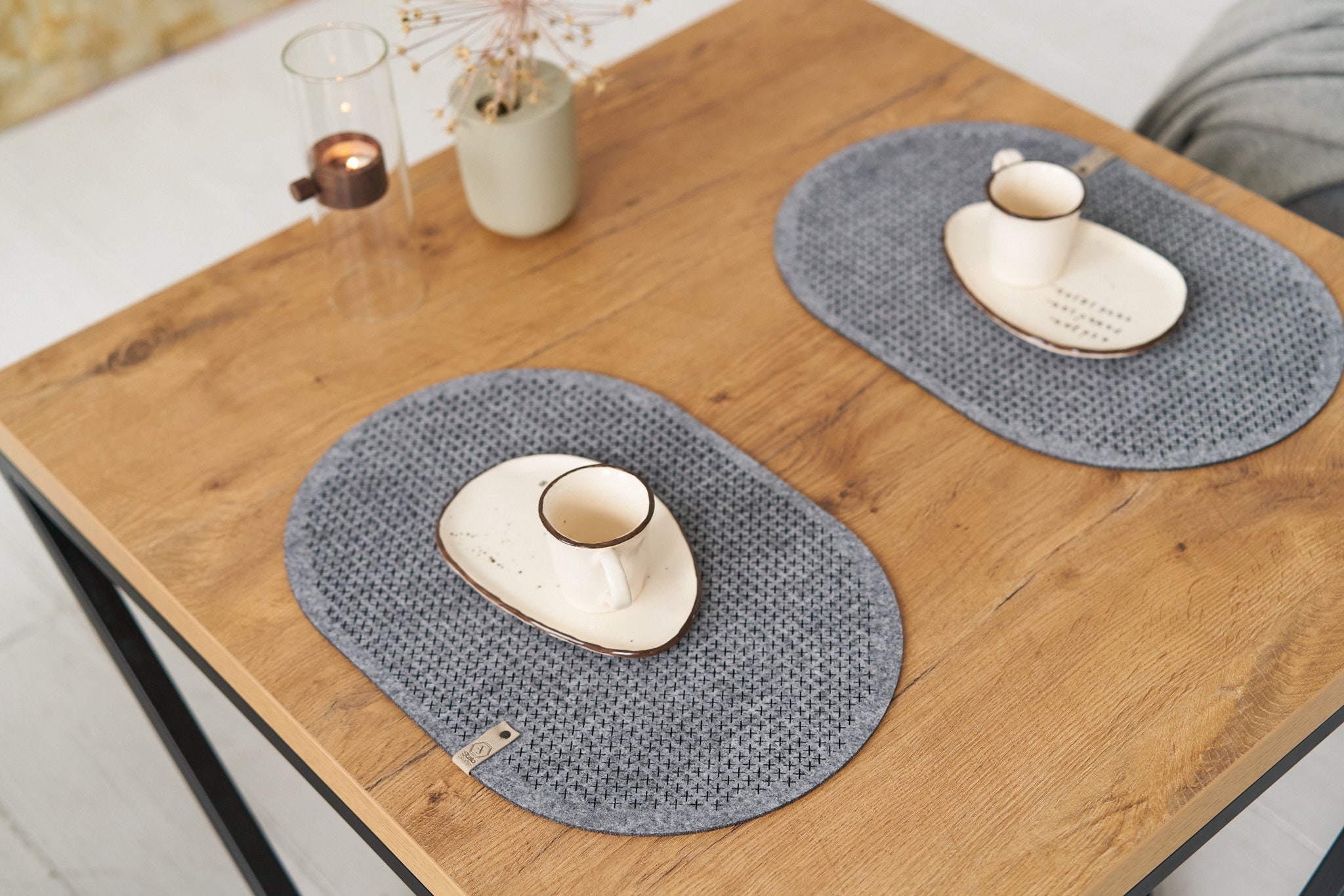 Felt oval table placemat felt dining placemat modern felt Etsy
