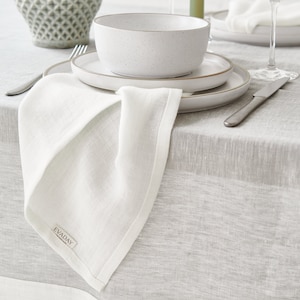 White Hemp Linen Napkins - Soft and Absorbent Dining Napkins, Perfect for Wedding Decor and Everyday Use