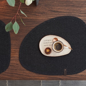 Black Abstract Placemat - Washable, Laser-Cut Felt Placemat, Modern Abstract Shape for Cozy Table Decor and Table Protection