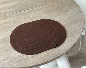 Brown Oval Table Placemat - Made of Felt, Washable, Laser-Cut, Table Protection