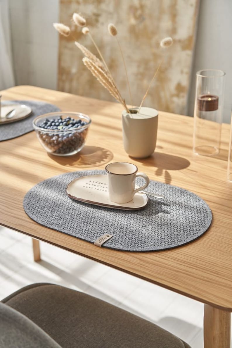 Felt Oval Table Placemat Felt Dining Placemat Modern Felt Etsy