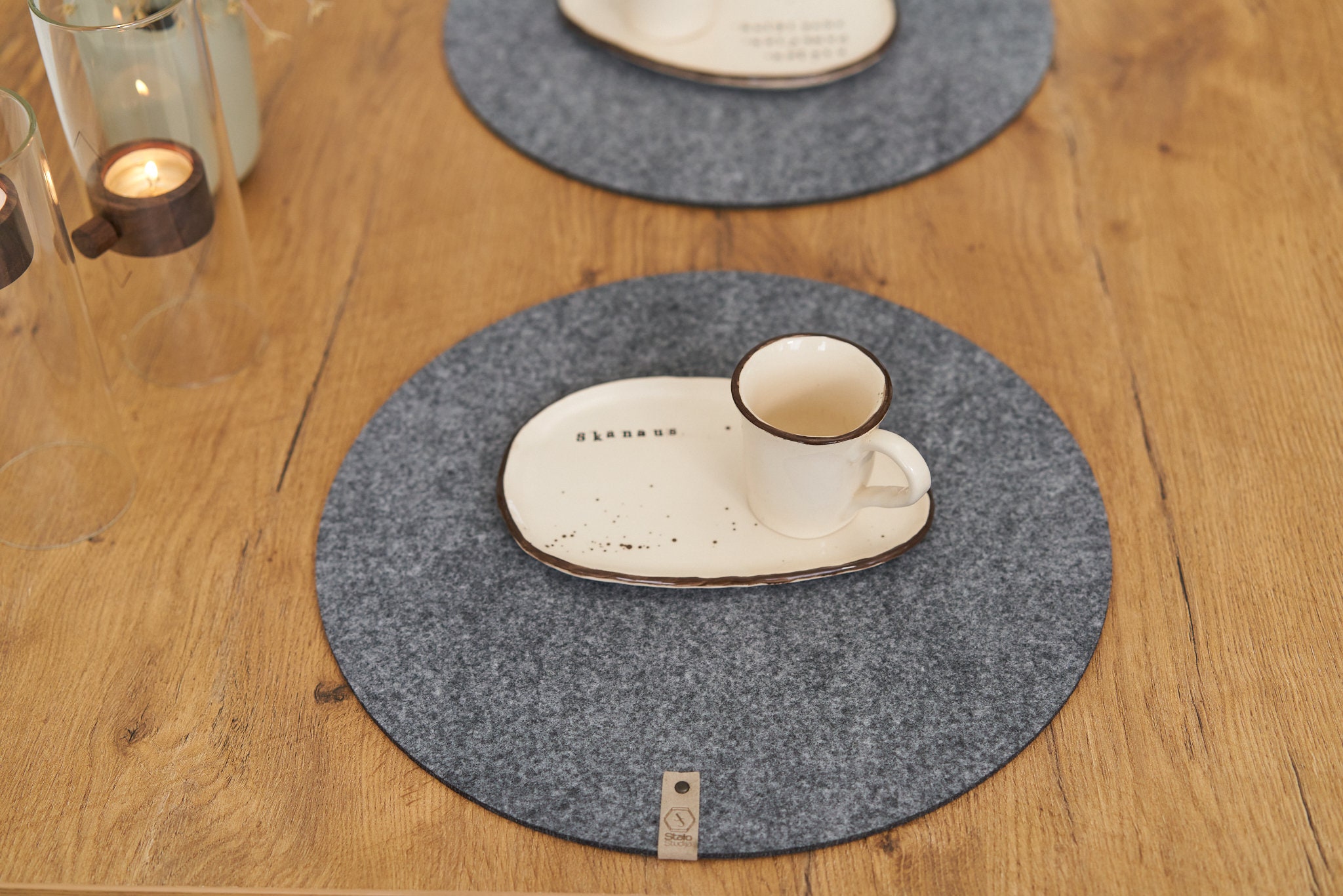 Round modern placemat felt minimalistic placemat round felt Etsy