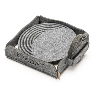 Set of Felt Coasters in Case, Modern Table Decor and Drink Mats, Natural Placemats for Home