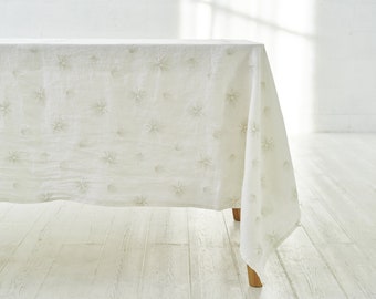 Linen tablecloth. Natural linen tablecloth. Soft linen tablecloth, Easter linen tablecloth. Rectangle tablecloth