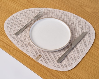 Brown Abstract Placemat - Washable, Laser-Cut Felt Placemat, Modern Abstract Shape for Cozy Table Decor and Table Protection