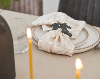 Juego de 6 servilleteros con forma de conejito besándose para decoración de mesa de Pascua, decoración de mesa natural sencilla, servilletero de fieltro, servilletero, regalo de Pascua